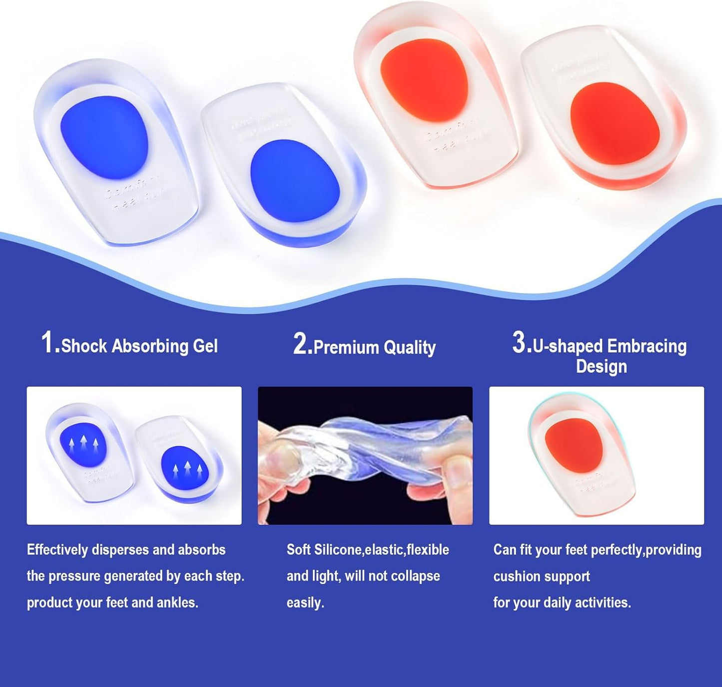 Gel Heel Cup for Plantar Fasciitis (2 pairs)