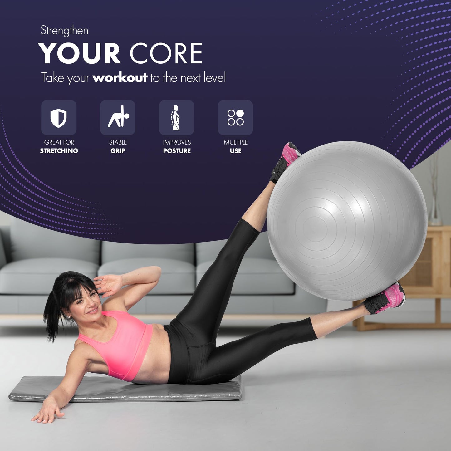 Swiss ball (55cm, 65cm, 75cm, 85cm)